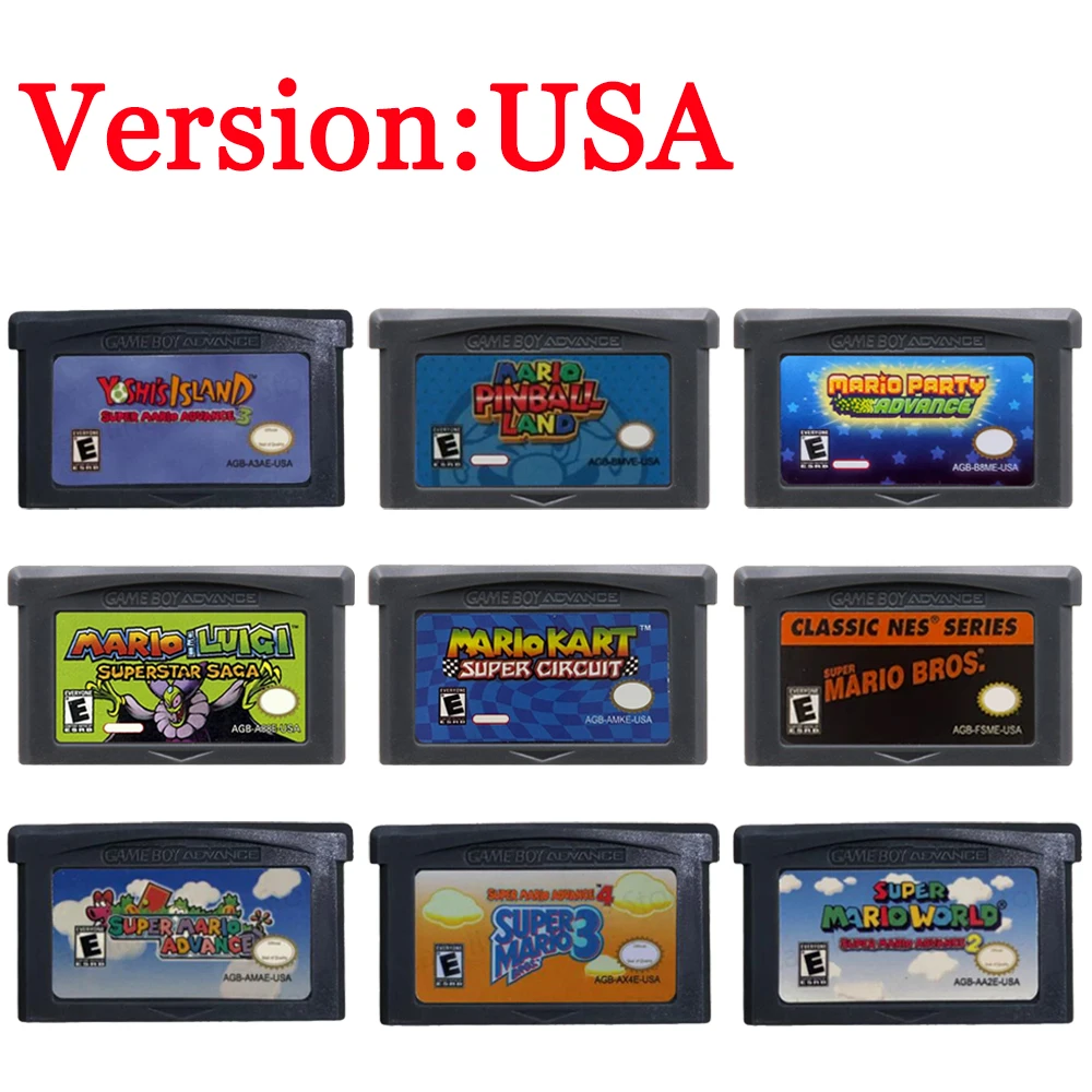 Gaming Console Mario - GBA Game Cartridge 32 Bit Video